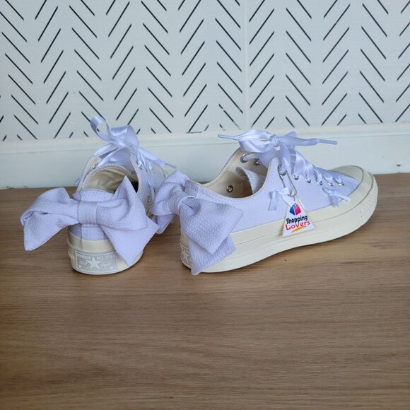 ⭐Converse Chuck 70 OX Bow 7 Mens Shoes Retro Sneakers White Satin Laces A15192C - Picture 2 of 10